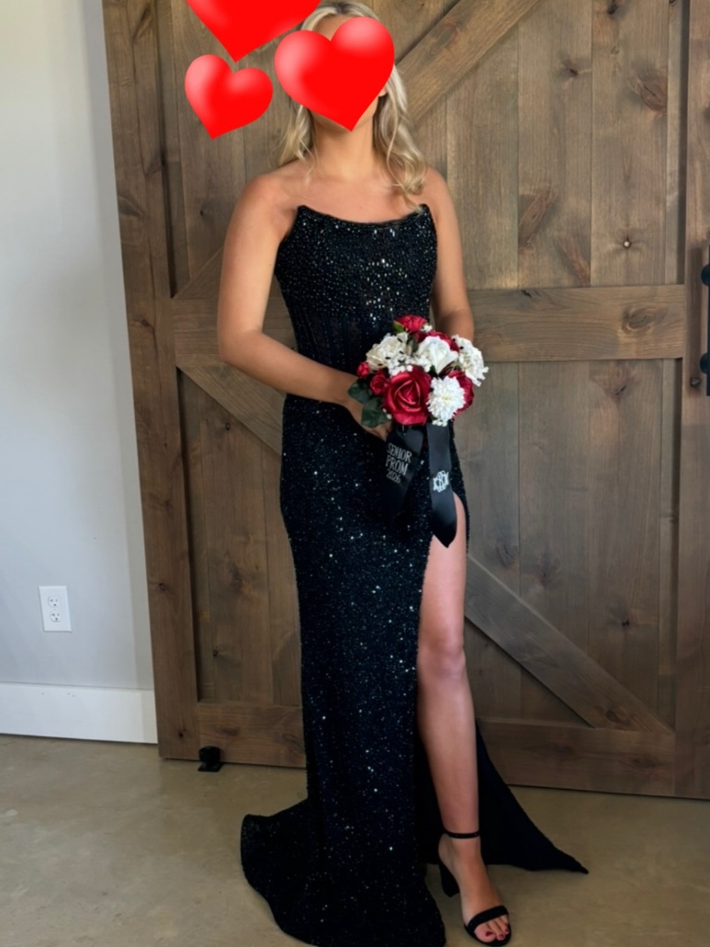 ASHLEYlauren Black Sequin Prom Gown